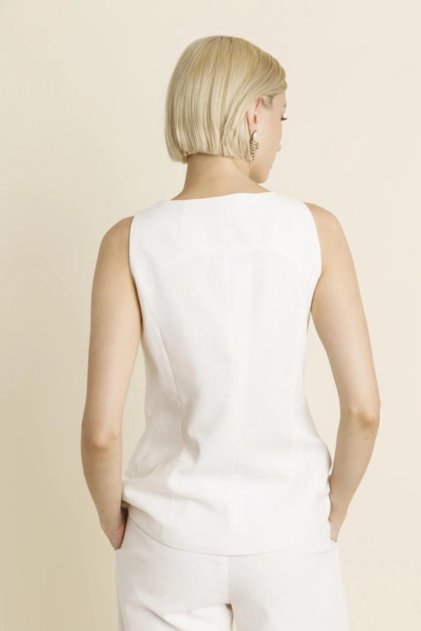 Aureum Sleeveless Linen Vest - Capri by Sunset & Co.