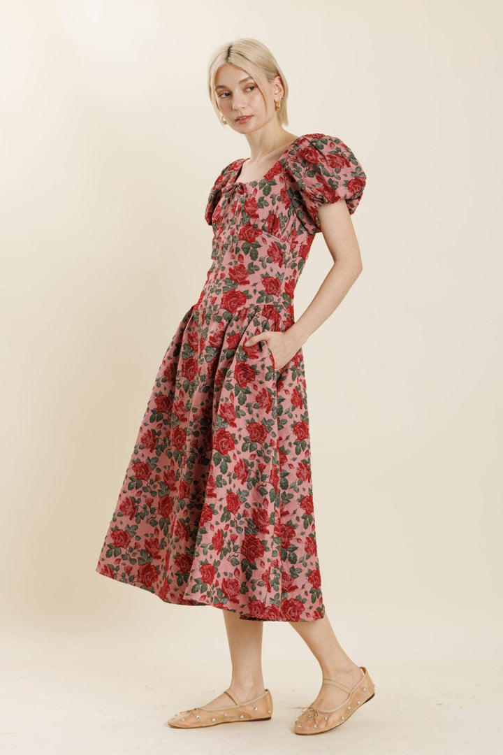 Aureum Jacquard Midi Dress - Capri by Sunset & Co.