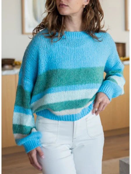 MERSEA Pisa Stripe Crewneck Sweater - Capri by Sunset & Co.