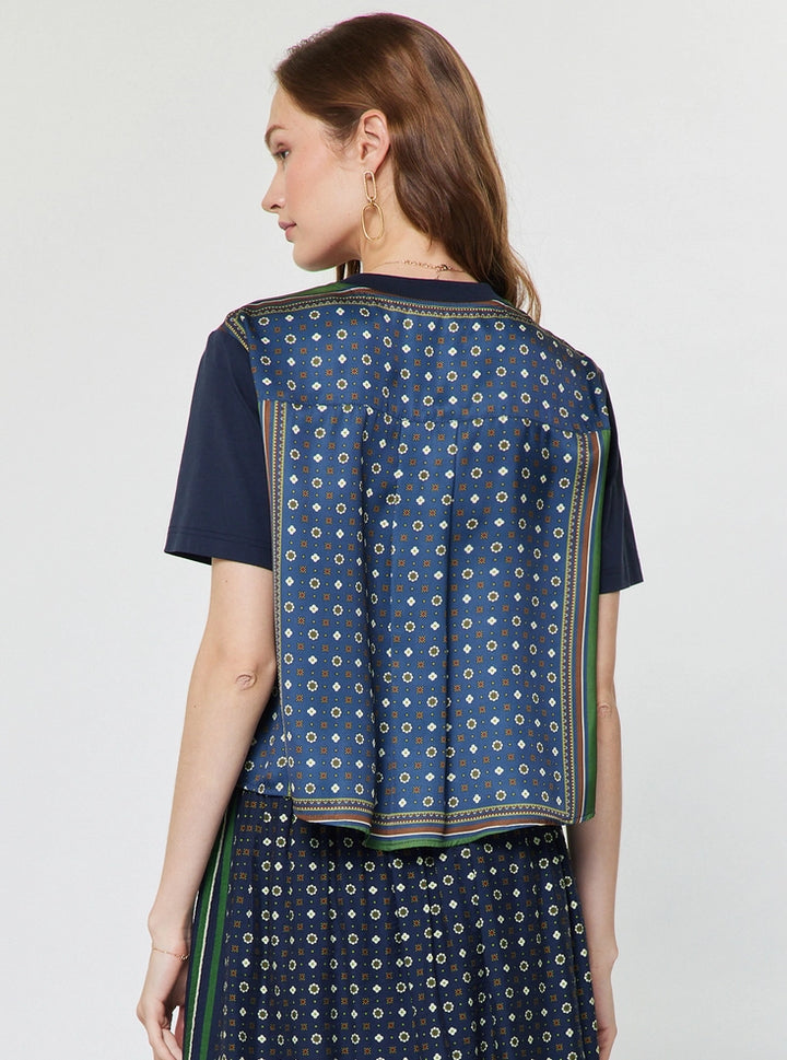 Current Air Cropped Scarf Print Back T-Shirt
