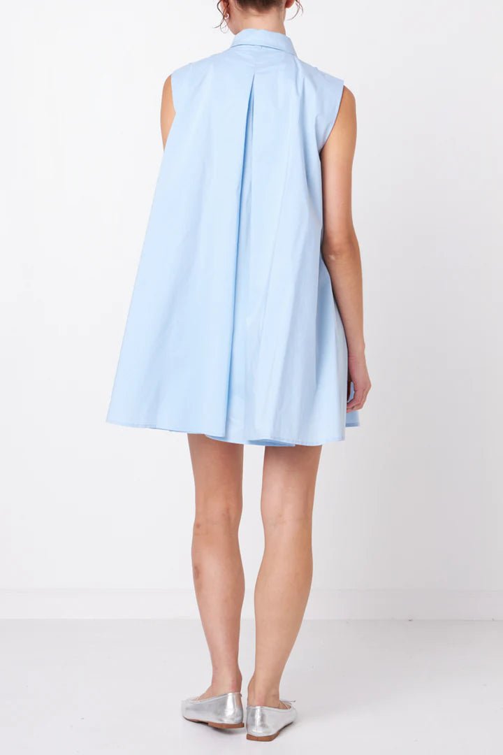 English Factory Sleeveless Bow Shirt Dress - Capri by Sunset & Co.