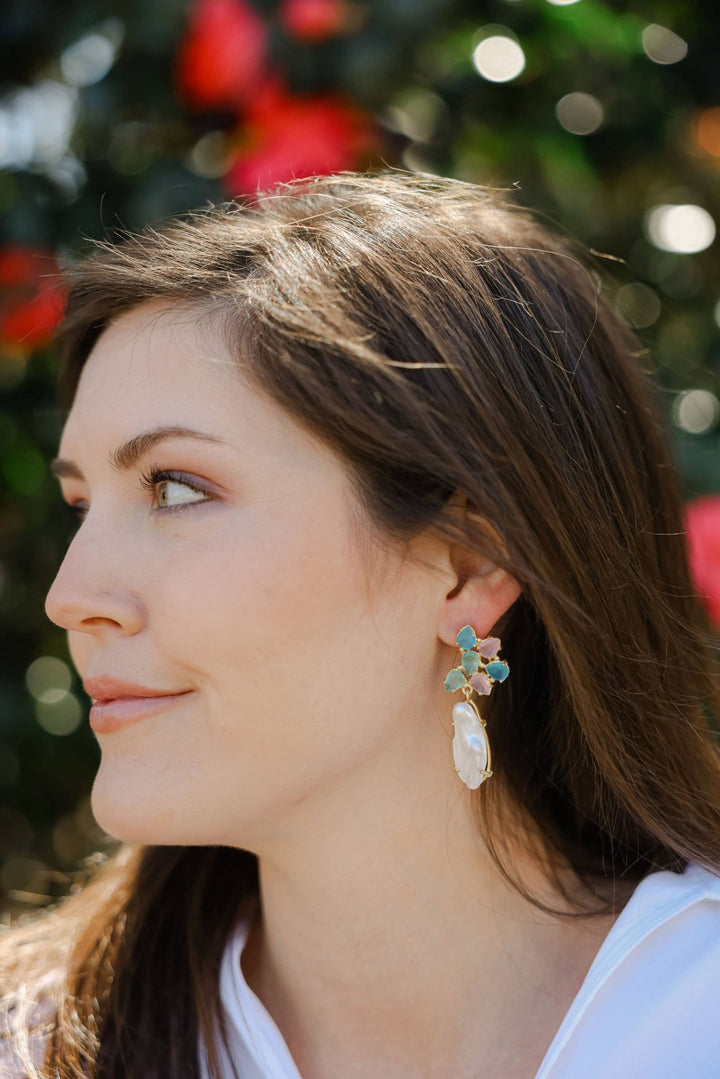 Allie Beads Serena Gemstone + Pearl Earrings - Capri by Sunset & Co.