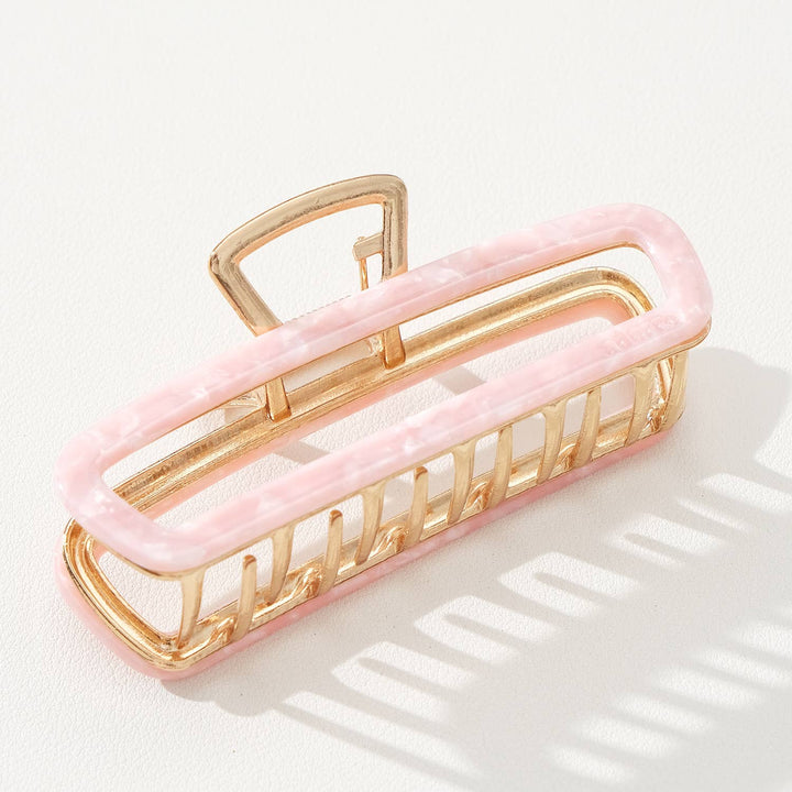Adorro Harlow Large Rectangle Metal Claw Clip - Capri by Sunset & Co.