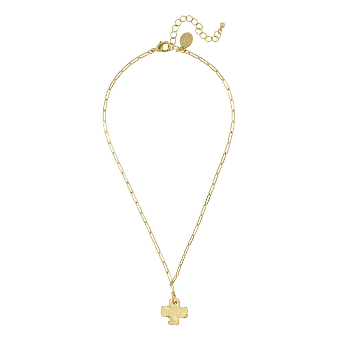 Susan Shaw Mini Cross Paperclip Necklace - Capri by Sunset & Co.