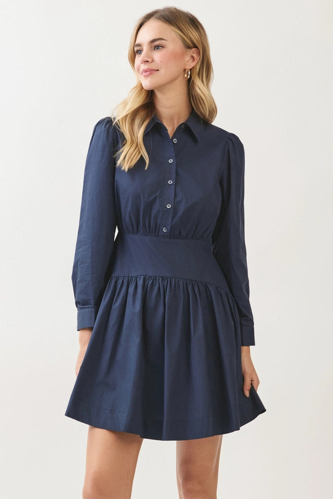 Pinch Button Down Mini Dress