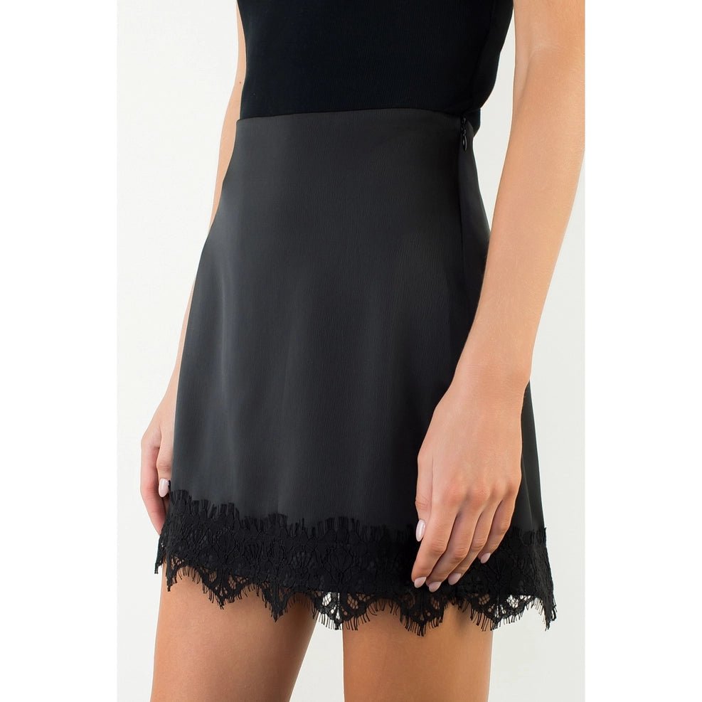 Satin Lace Hem Skort - Capri by Sunset & Co.