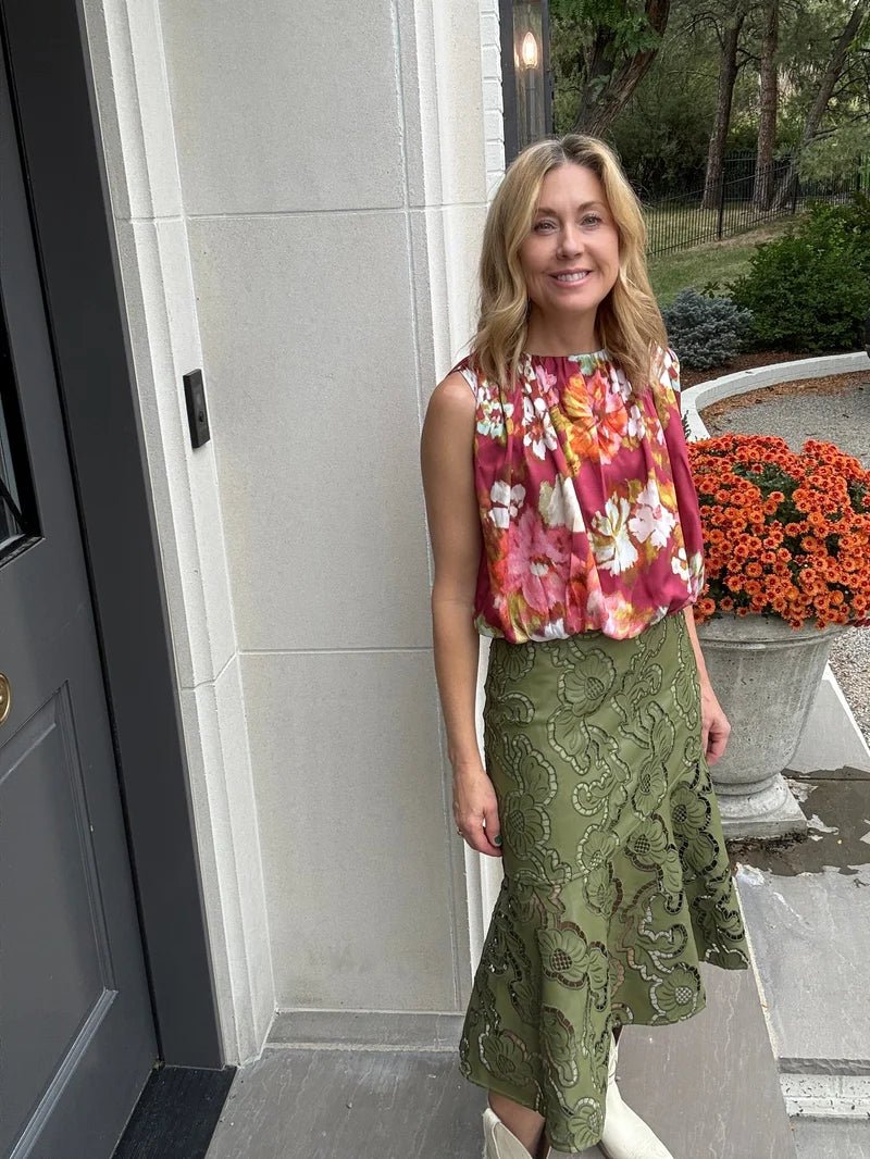 Never A Wallflower Darby Skirt - Capri by Sunset & Co.