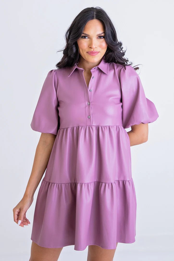 Karlie Faux Leather Tier Dress - Capri by Sunset & Co.