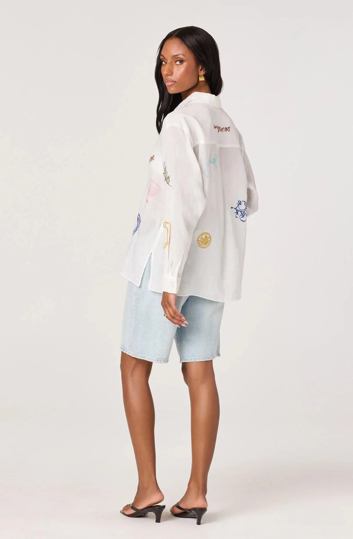 ASTR The Label Trace Blouse - Capri by Sunset & Co.