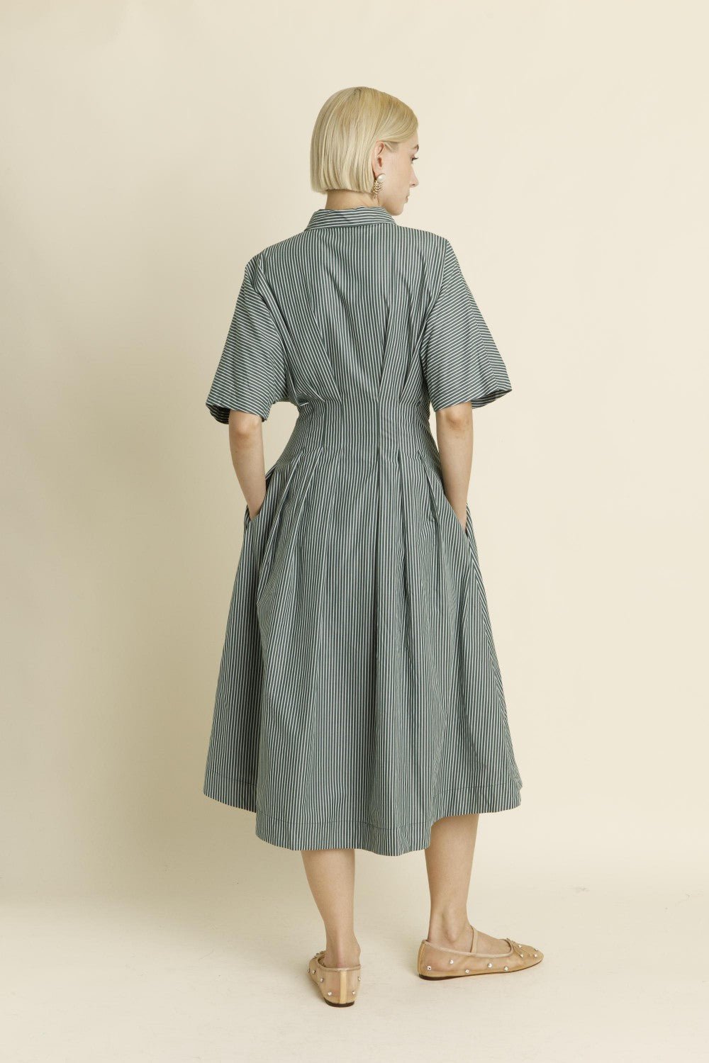 Aureum Pleated Midi Shirt Dress - Capri by Sunset & Co.