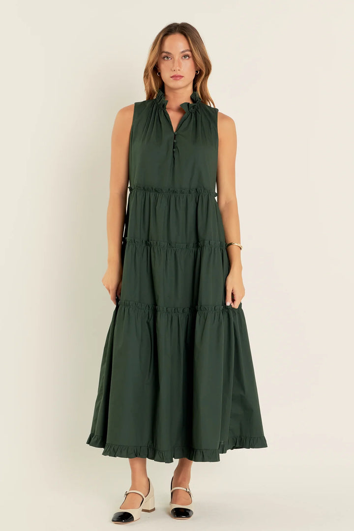 English Factory Sleeveless Ruffled Maxi Dress