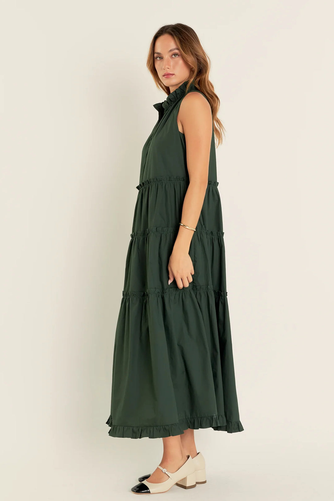 English Factory Sleeveless Ruffled Maxi Dress