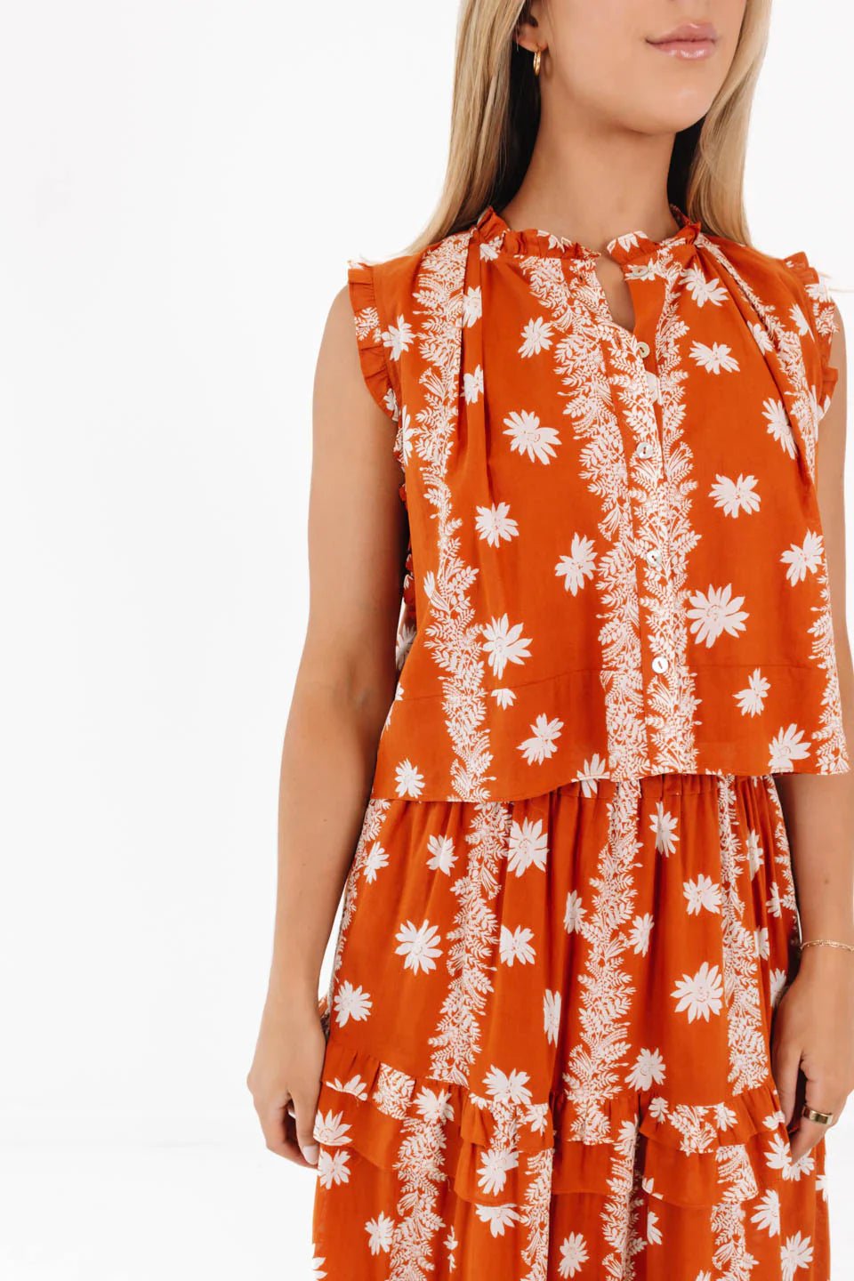 J. Marie Aubrey Button Up Top - Capri by Sunset & Co.