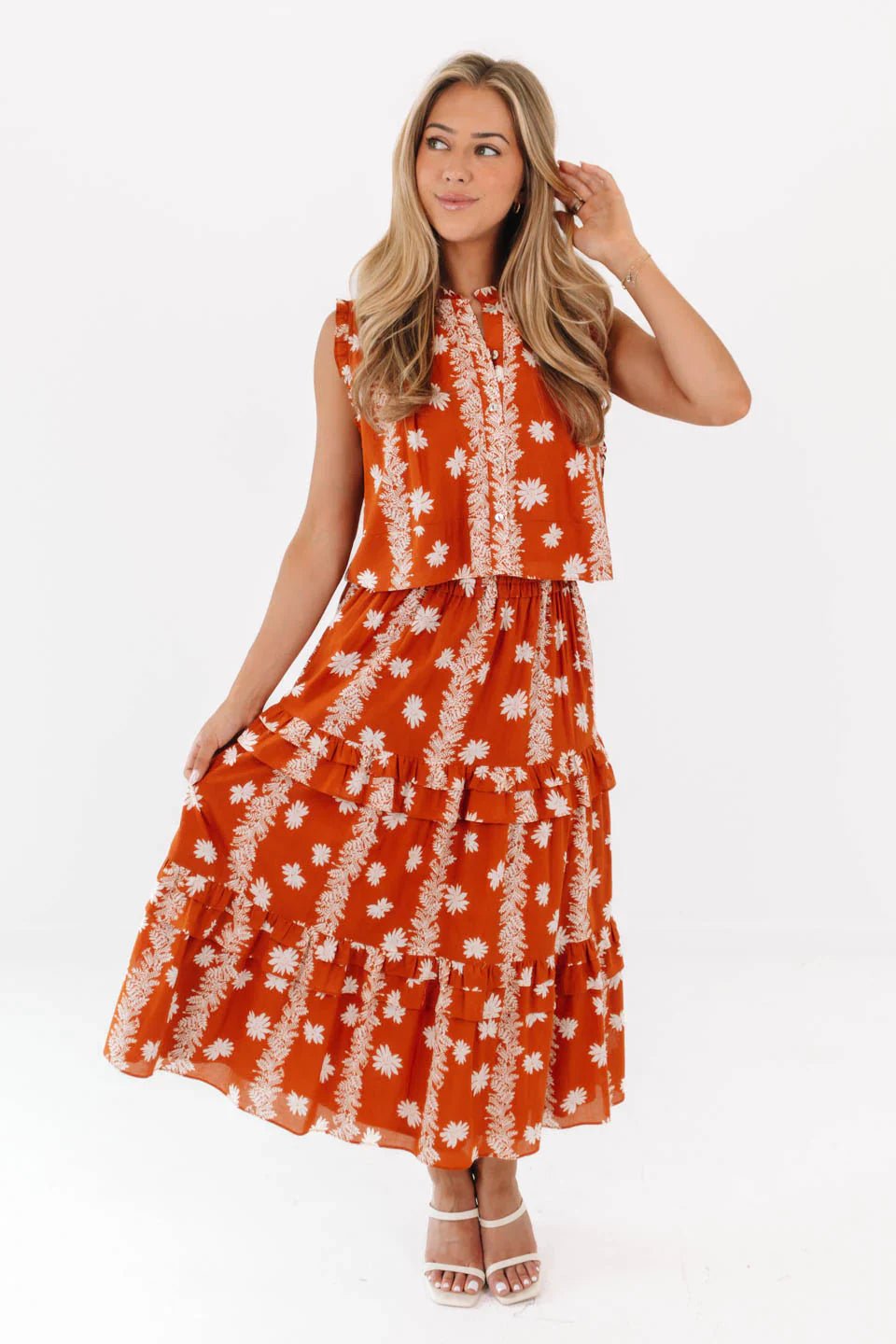 J. Marie Aubrey Button Up Top - Capri by Sunset & Co.