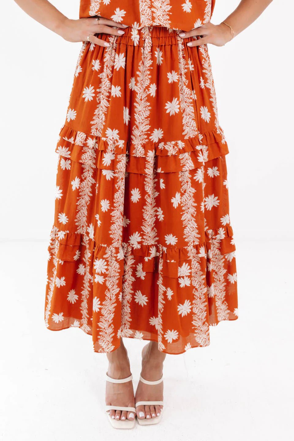 J. Marie Aubrey Midi Skirt - Capri by Sunset & Co.