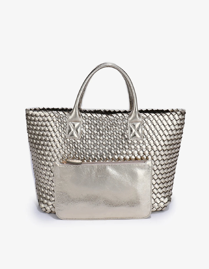 Bello Woven Tote Hi Shine - Platinum