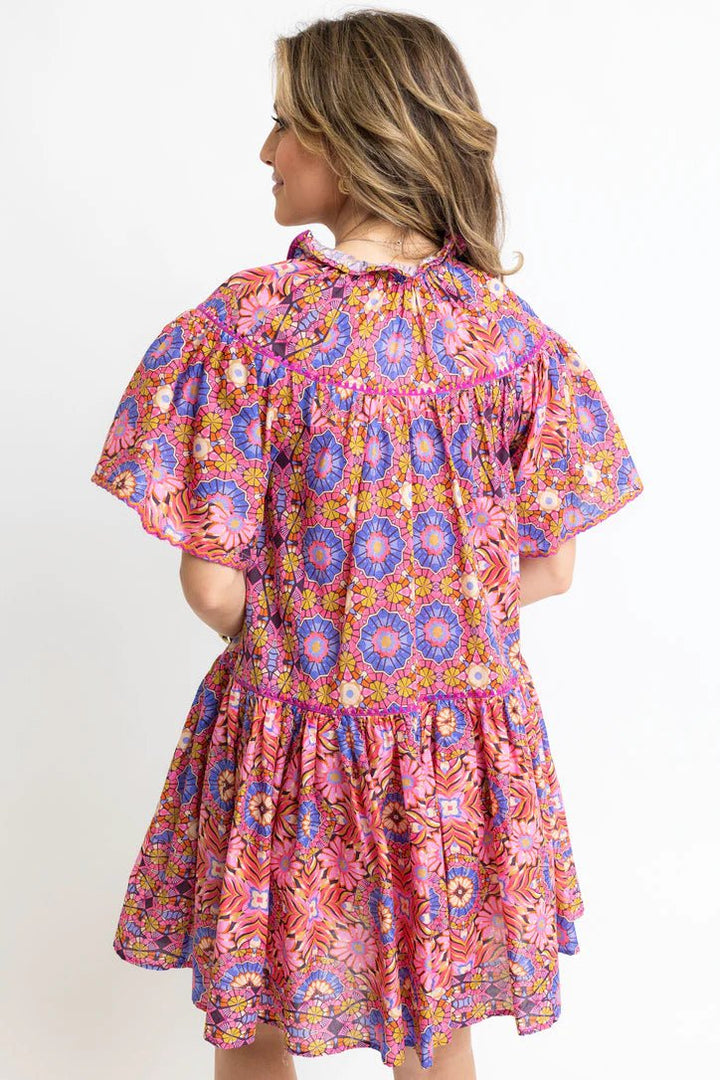 Karlie Kaleidoscope Vneck Tier Dress - Capri by Sunset & Co.