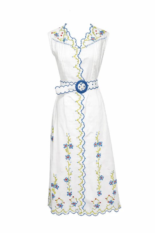 Never A Wallflower Crosstitch Midi Dress - Capri by Sunset & Co.