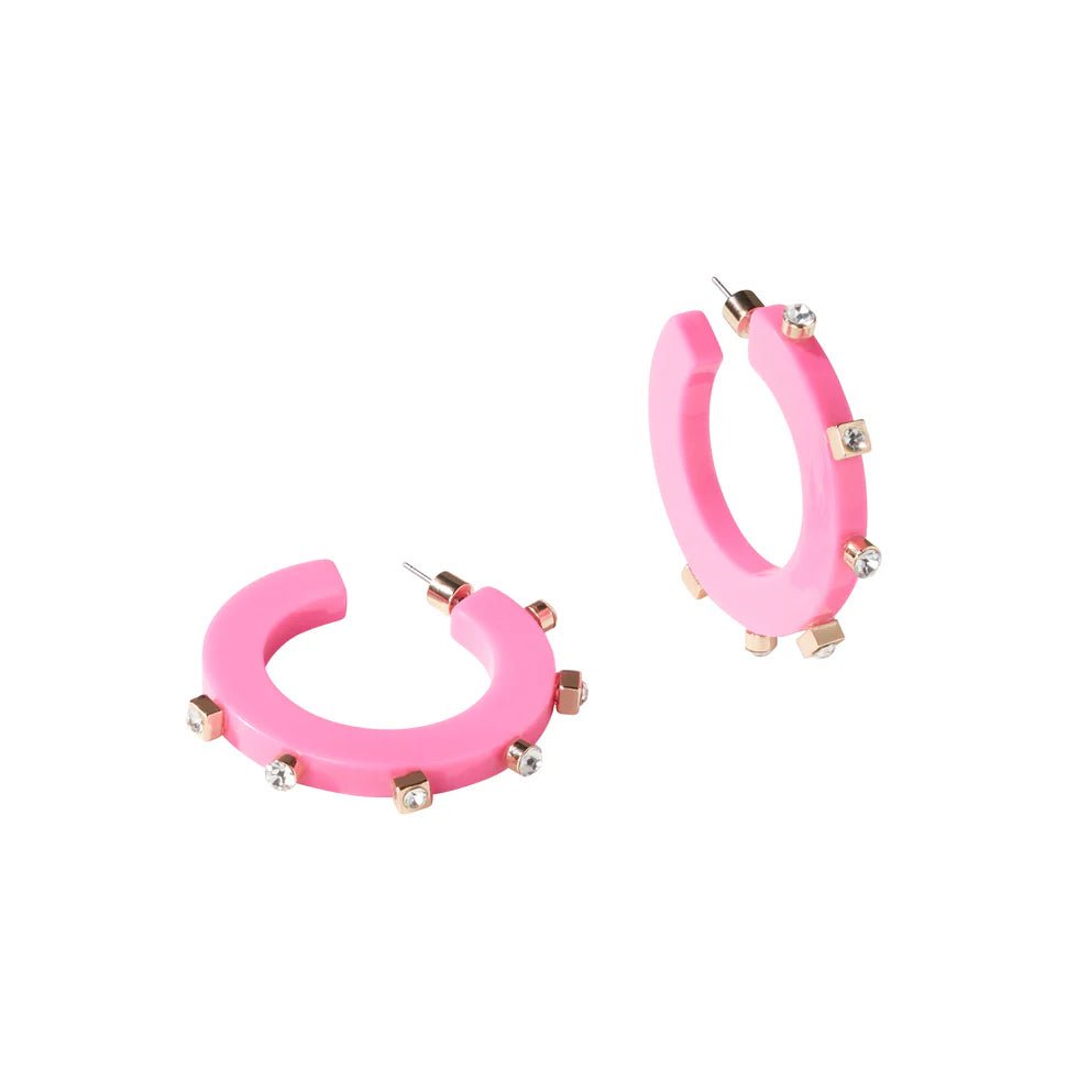 Smith & Co Jewel Design Small City Girl Jewel Hoop - Hot Pink - Capri by Sunset & Co.