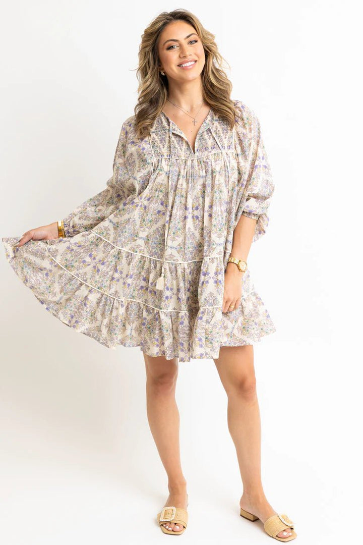 Karlie Boho Floral Tier Short Dress - Capri by Sunset & Co.