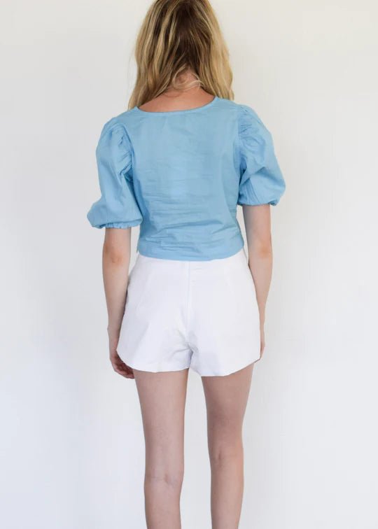 Never A Wallflower Puff Sleeve Top - Capri by Sunset & Co.