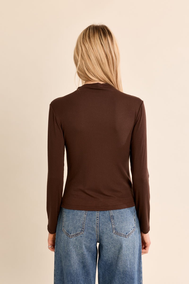 Molly Bracken Mock Neck Long Sleeve Top - Capri by Sunset & Co.