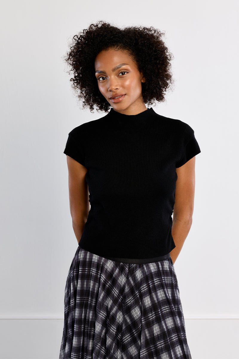 Molly Bracken Mock Neck Short Sleeve Top - Capri by Sunset & Co.