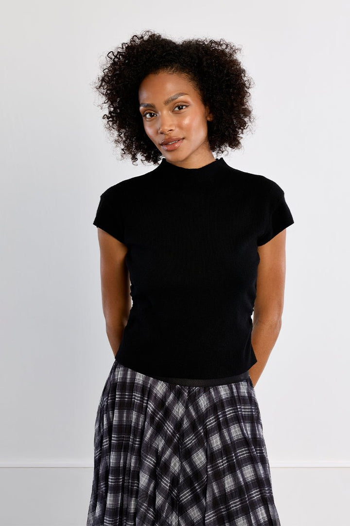 Molly Bracken Mock Neck Short Sleeve Top - Capri by Sunset & Co.