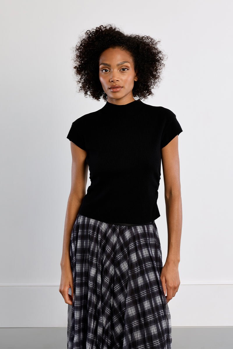 Molly Bracken Mock Neck Short Sleeve Top - Capri by Sunset & Co.