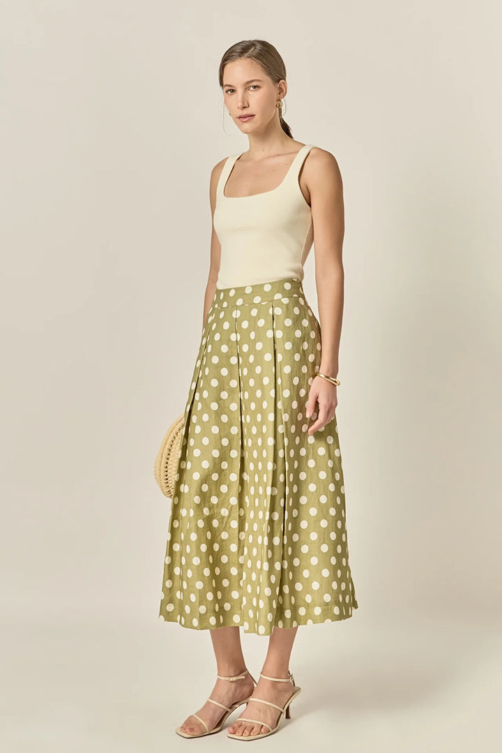 English Factory Linen Midi Full Skirt
