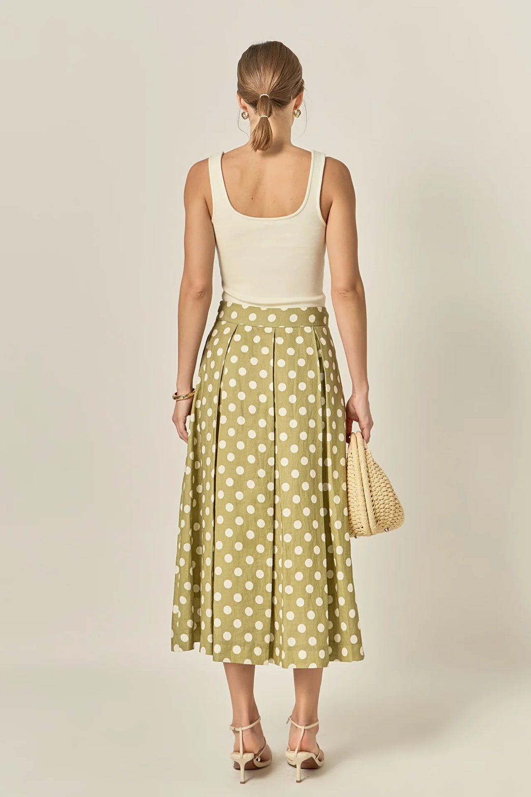 English Factory Linen Midi Full Skirt