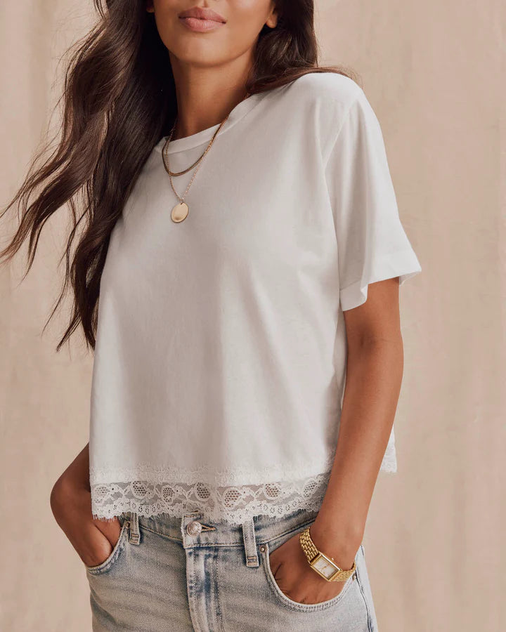 Splendid Lainey Lace Trim Tee