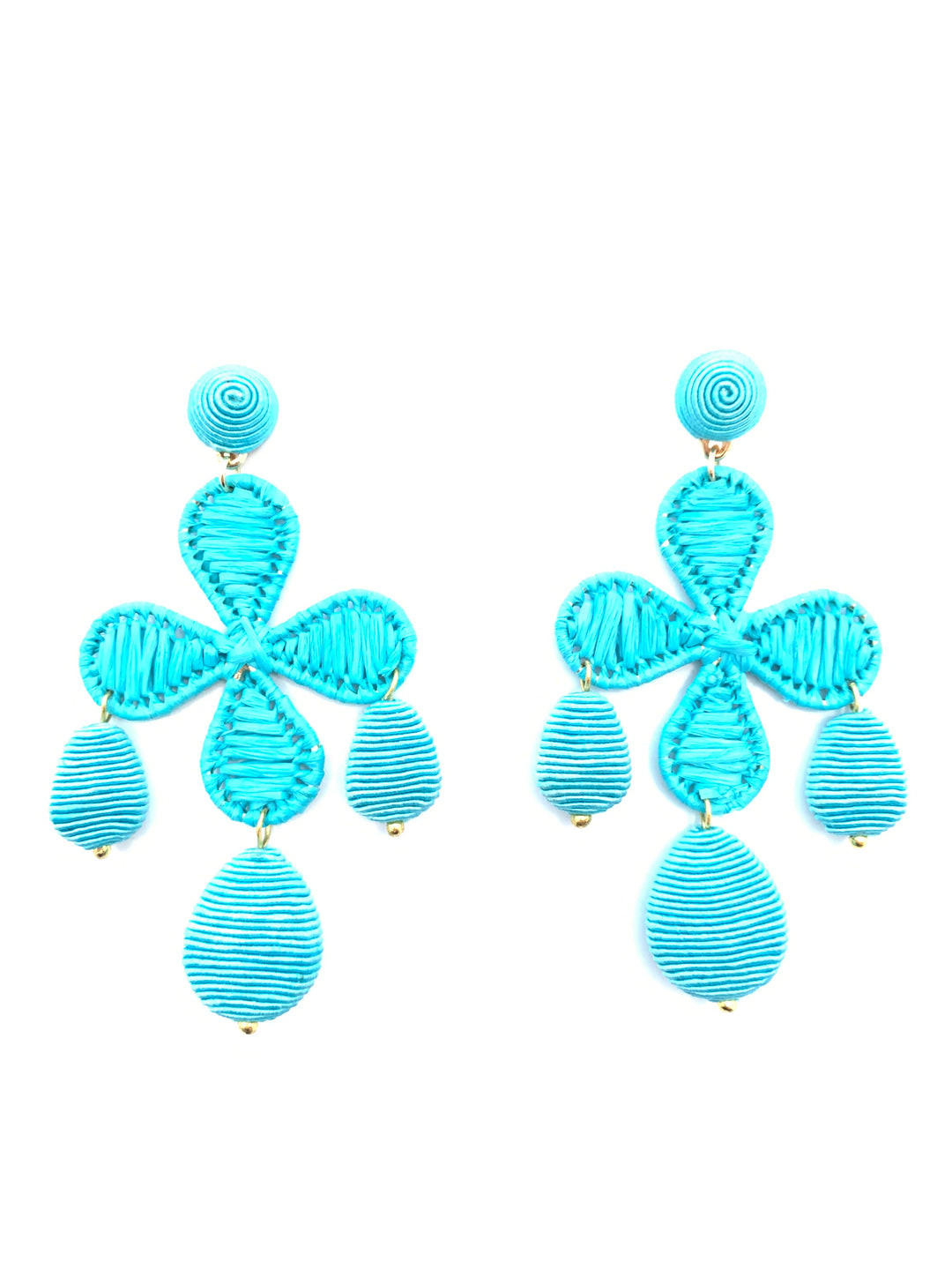 Accessory Jane Cord and Rattan Quatrefoil Drop Earrings - Capri by Sunset & Co.