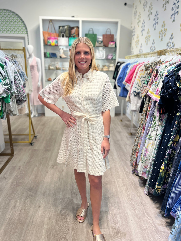 Current Air Button Up Eyelet Dress - Capri by Sunset & Co.