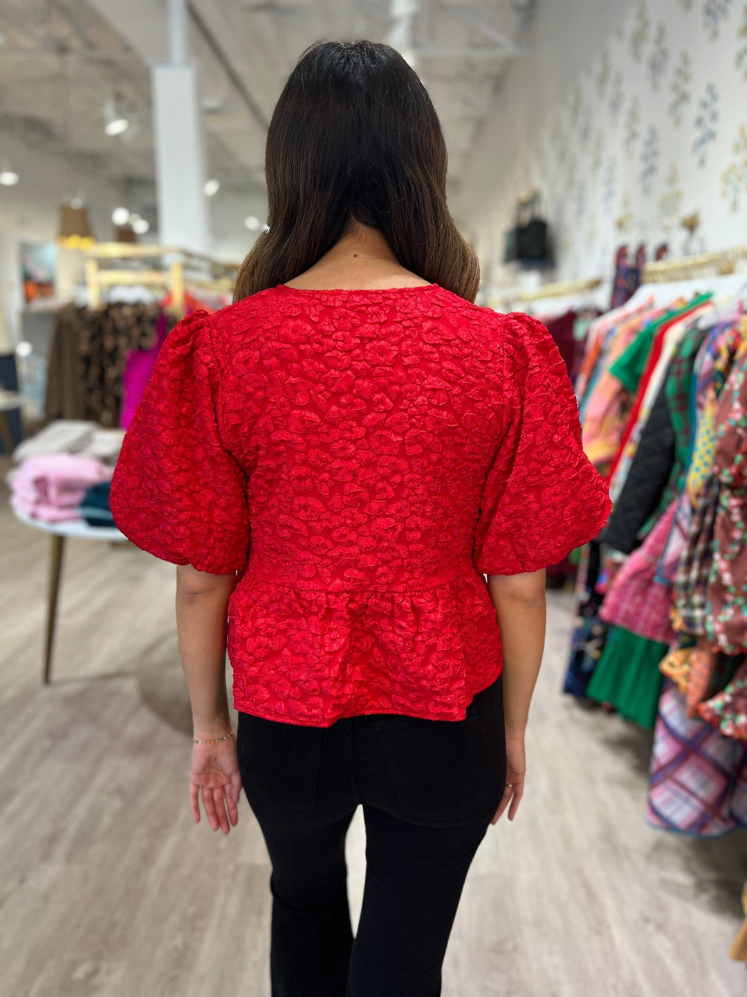 SUNCOO Lupe Jacquard Blouse - Capri by Sunset & Co.