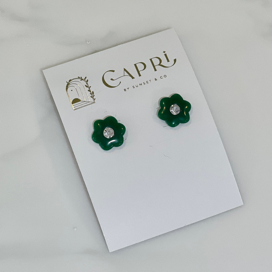 Capri by Sunset Enamel Flower Stud Earrings