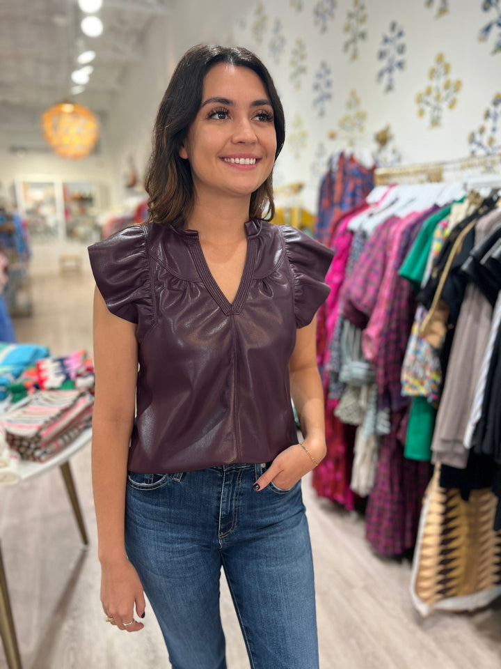 Melissa Nepton Izma Faux Leather Top - Capri by Sunset & Co.