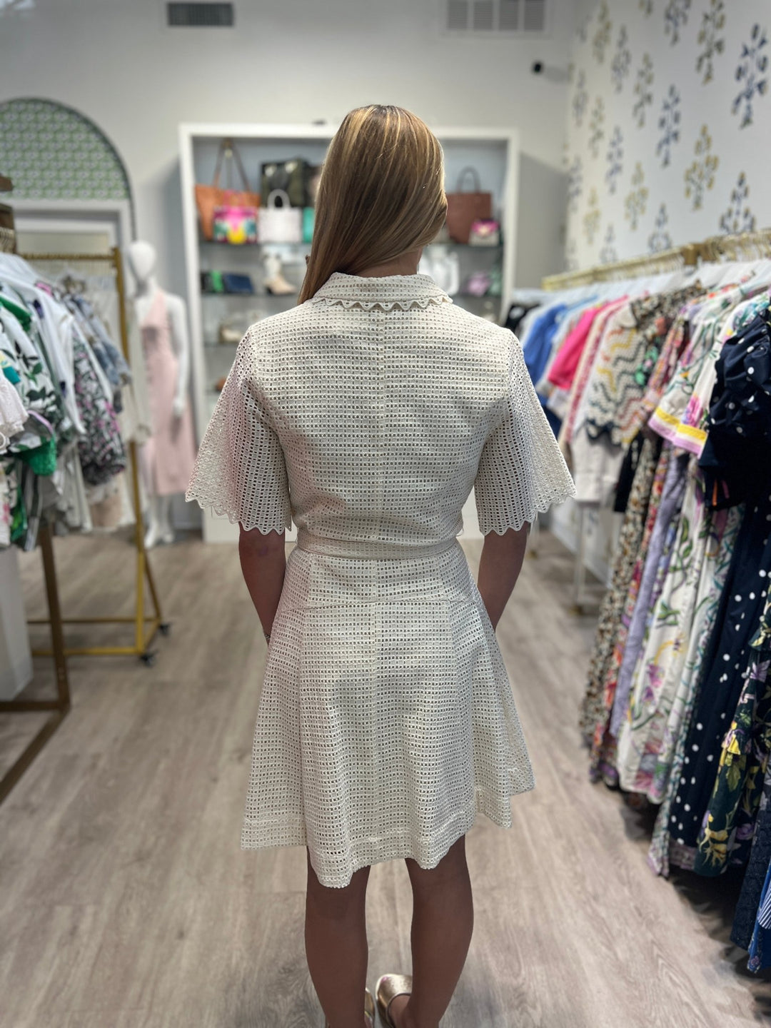 Current Air Button Up Eyelet Dress - Capri by Sunset & Co.