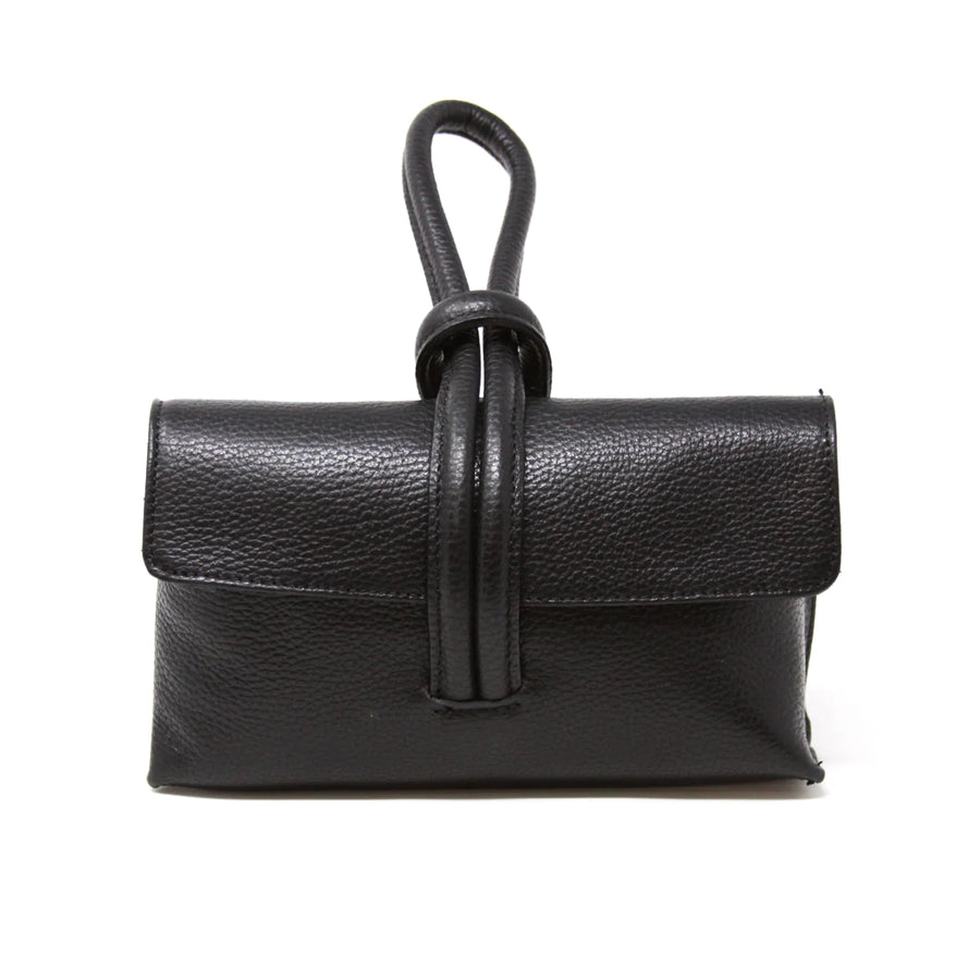 Leather Wristlet Bag - Black
