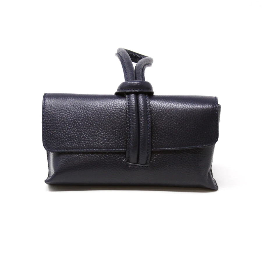 Leather Wristlet Bag - Navy Blue