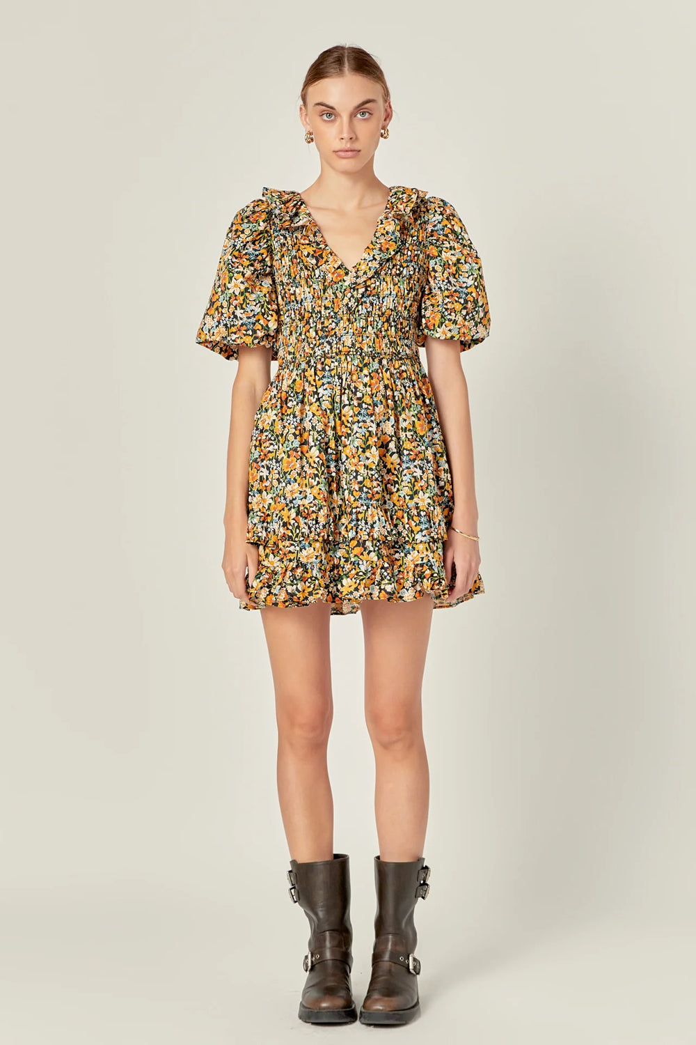 English Factory Plunge Mini Dress - Capri by Sunset & Co.