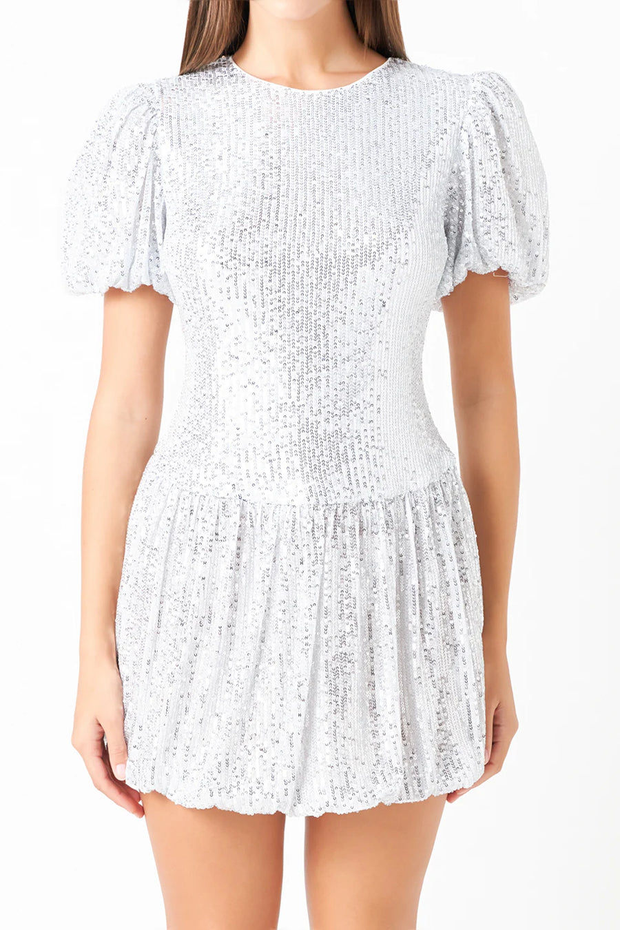 Sequin Tiered Dress - Silver