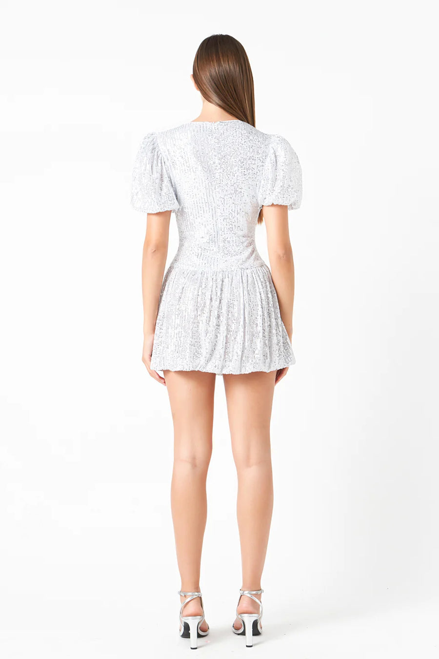 Sequin Tiered Dress - Silver
