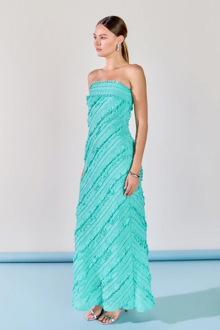 Endless Rose Juliette Strapless Ruffled Maxi Dress - Capri by Sunset & Co.