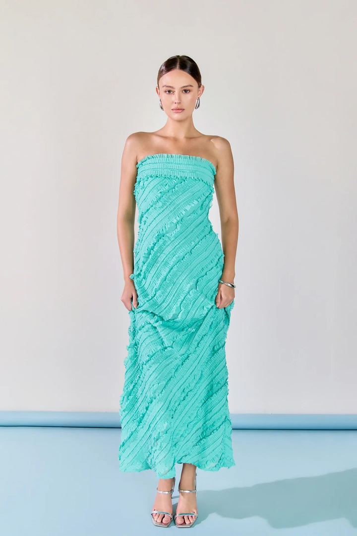 Endless Rose Juliette Strapless Ruffled Maxi Dress - Capri by Sunset & Co.