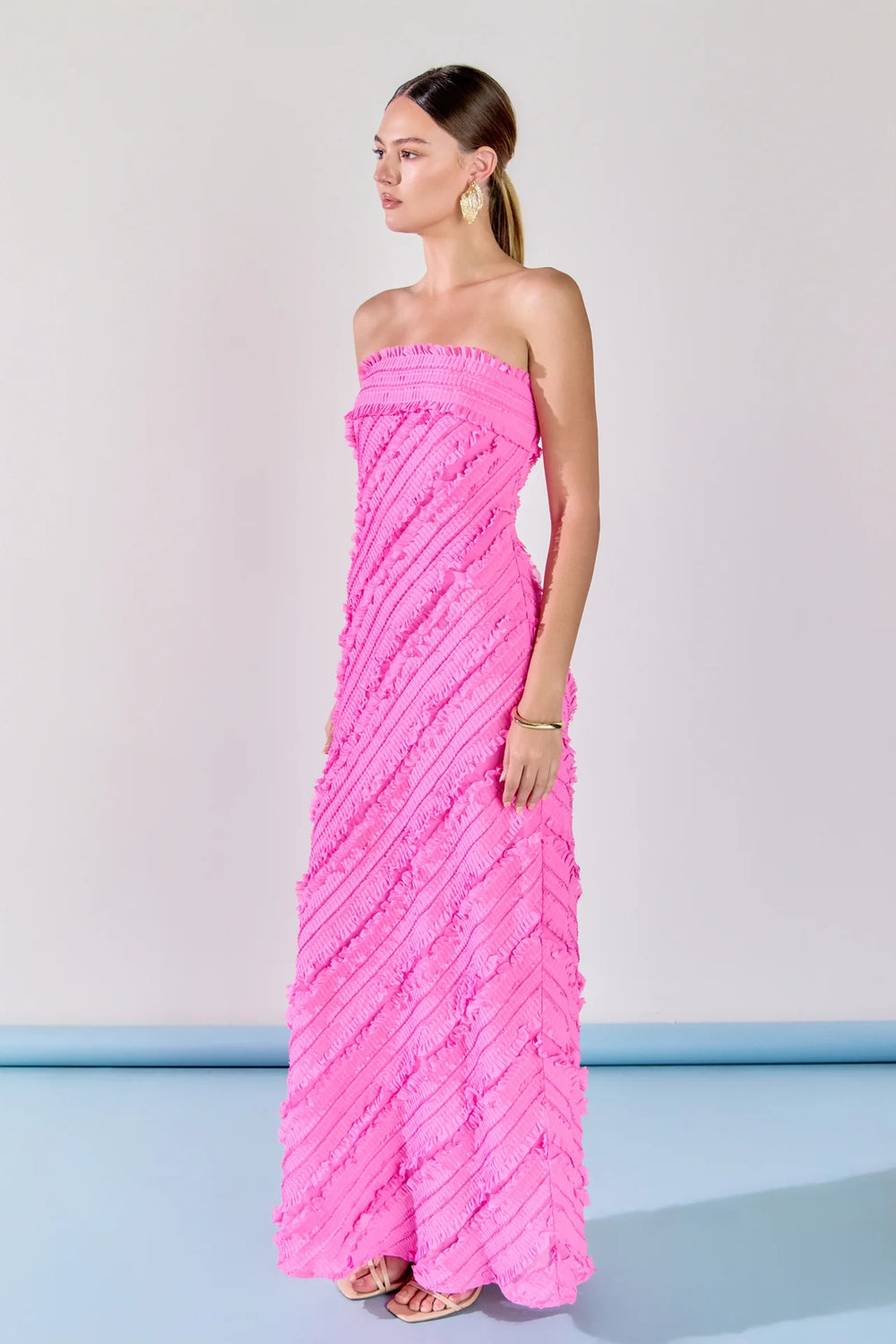 Endless Rose Juliette Strapless Ruffled Maxi Dress - Capri by Sunset & Co.