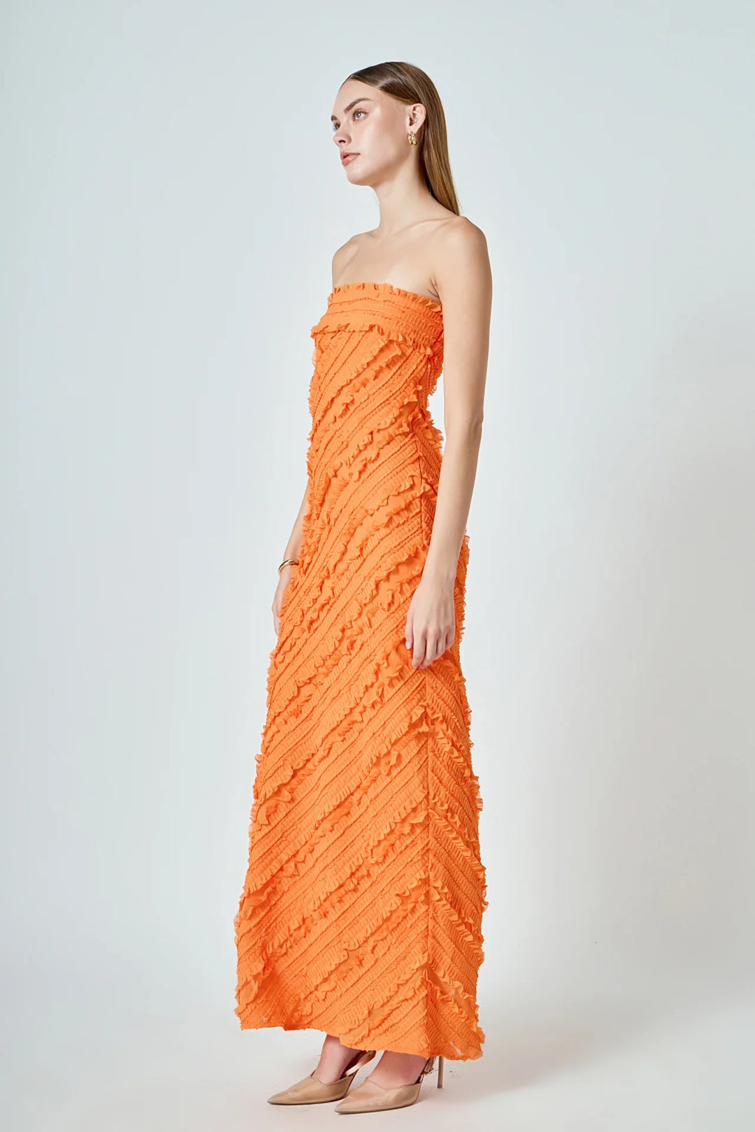 endless rose strapless ruffled maxi dress Hand wash cold endless rose Juliette Strapless Ruffled