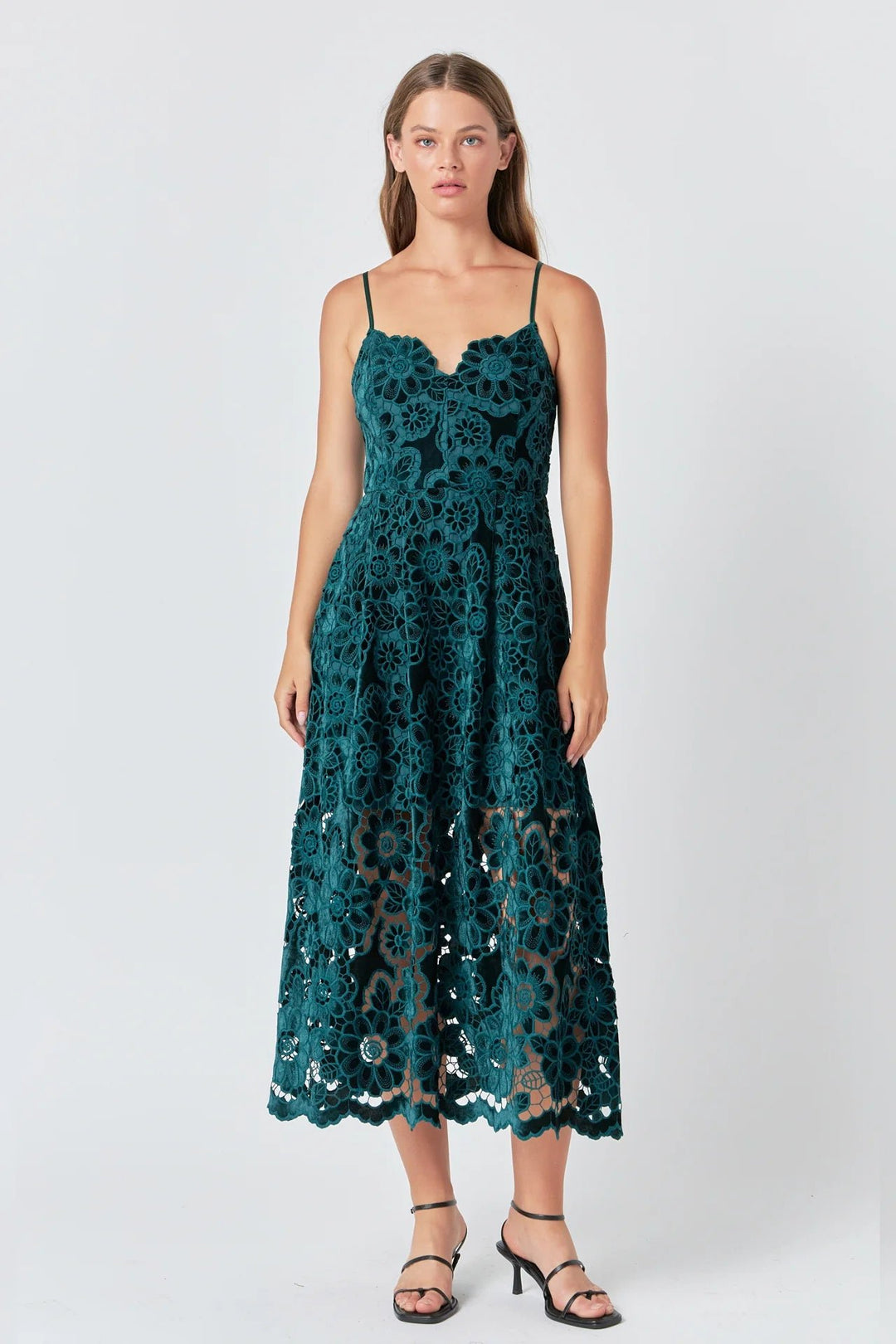 Endless Rose Velvet Lace Midi Dress - Capri by Sunset & Co.