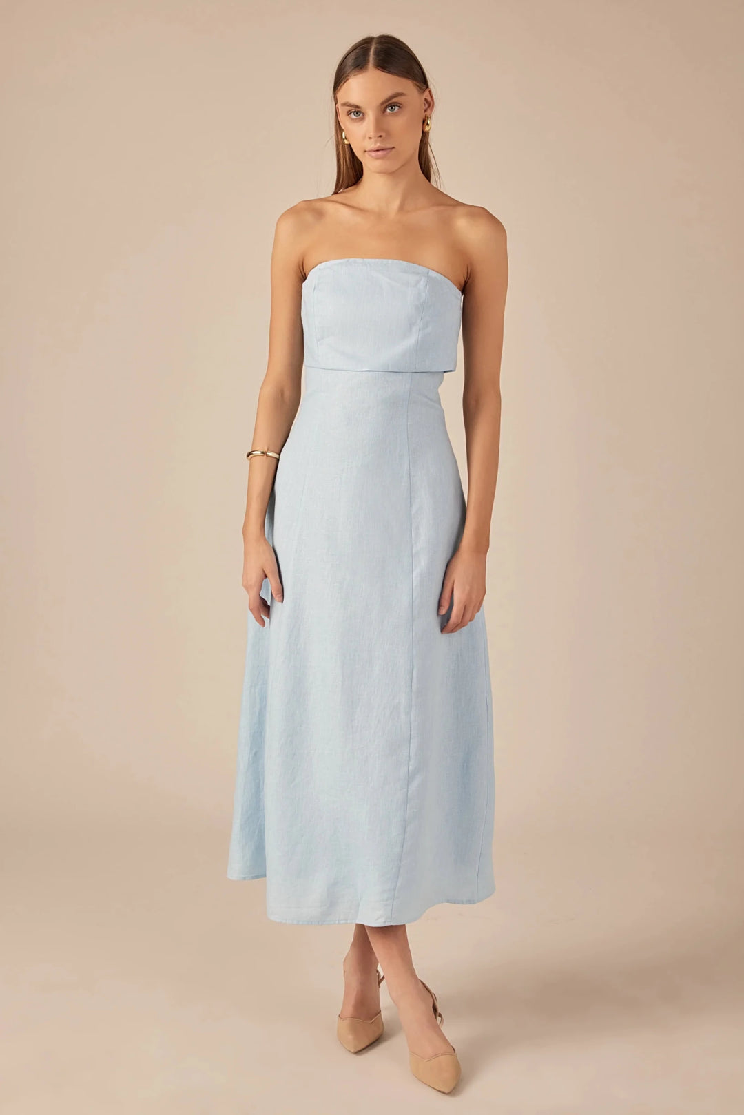 Endless Rose Strapless Linen Dress - Capri by Sunset & Co.