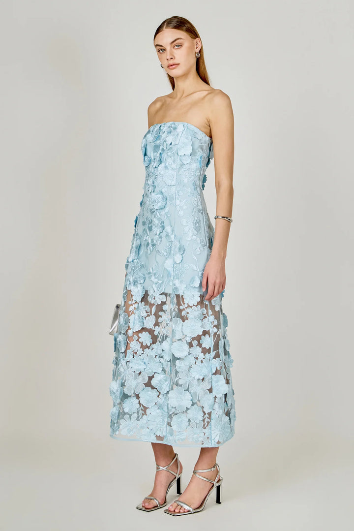 Endless Rose Strapless Floral Embroidered Maxi Dress